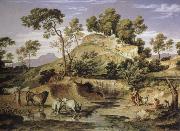 Joseph Anton Koch landscape with shepherds and cows oil on canvas